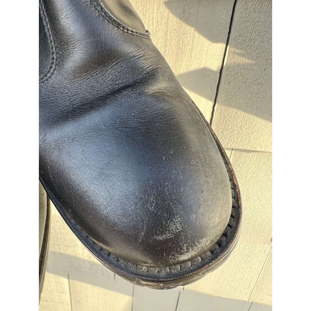 BURBERRY black leather biker moto tall lug sole boots biker designer 39.5 - Picture 16 of 16